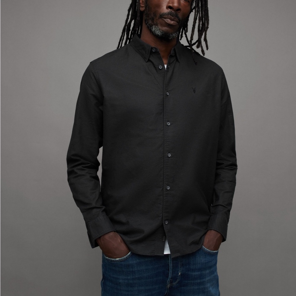 All Saints Charcoal Button Down Shirt